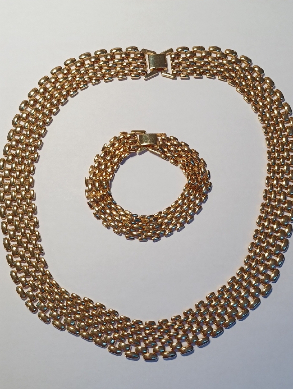 Gold-Tone Woven Chain Necklace and Bracelet Set